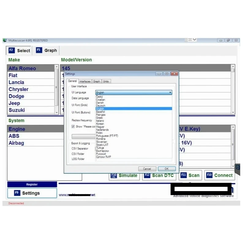 New tool Software Multiecuscan V4.8 Registered for Fiat Scanner Unlimited Multi Ecu Scan Work With ELM327 OBD II Diagnostic Tool