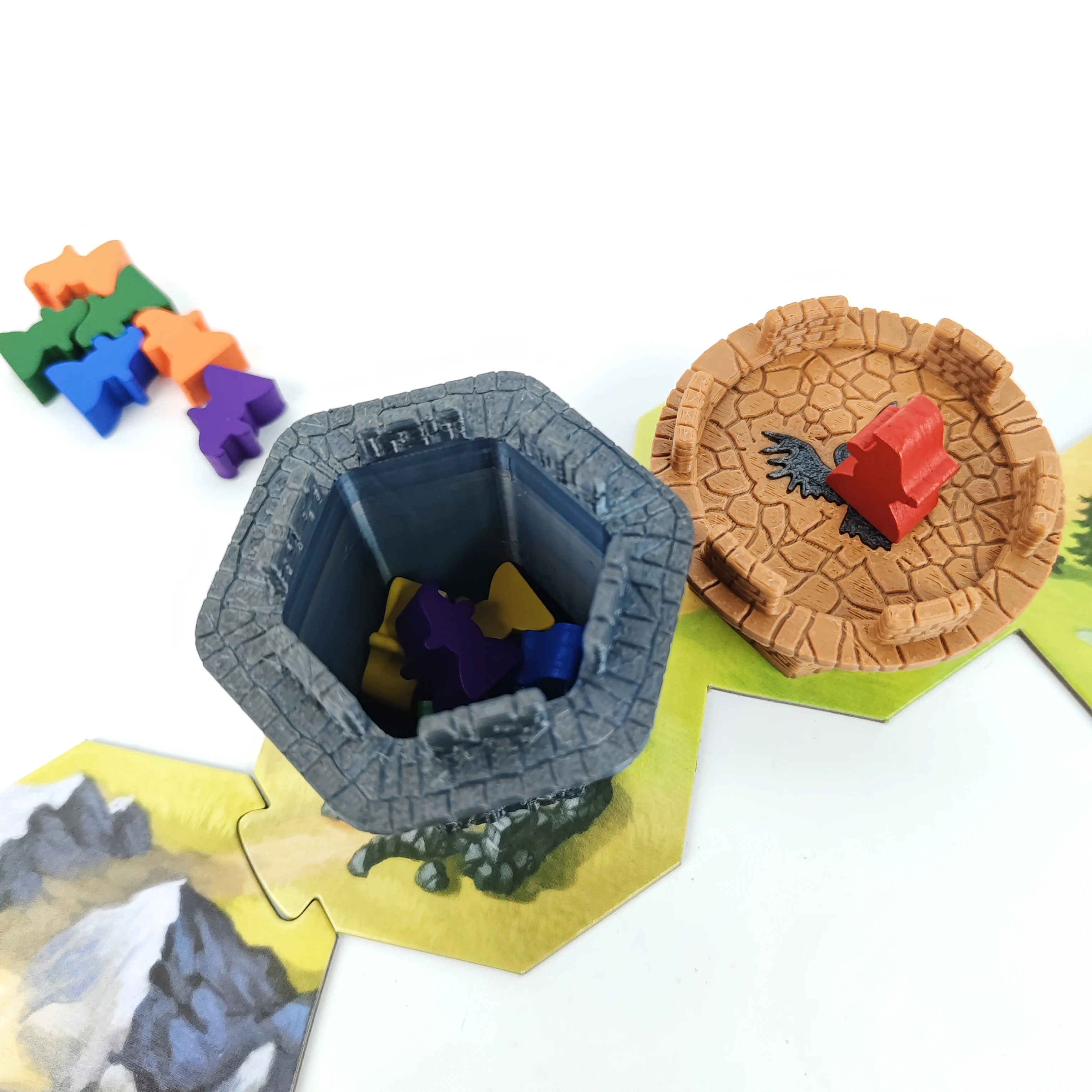 Board Game Accessories, Wondering Towers 3D Token Set – 9 Brown and 1 Black Complete Set for Enhanced Game Fun