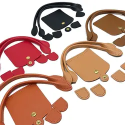 1 set Tasche Zubehör DIY Häkel tasche Strick beutel Teile einfarbig Leder gewebte Tasche Set Patchwork Griff mit Löchern hand gefertigt