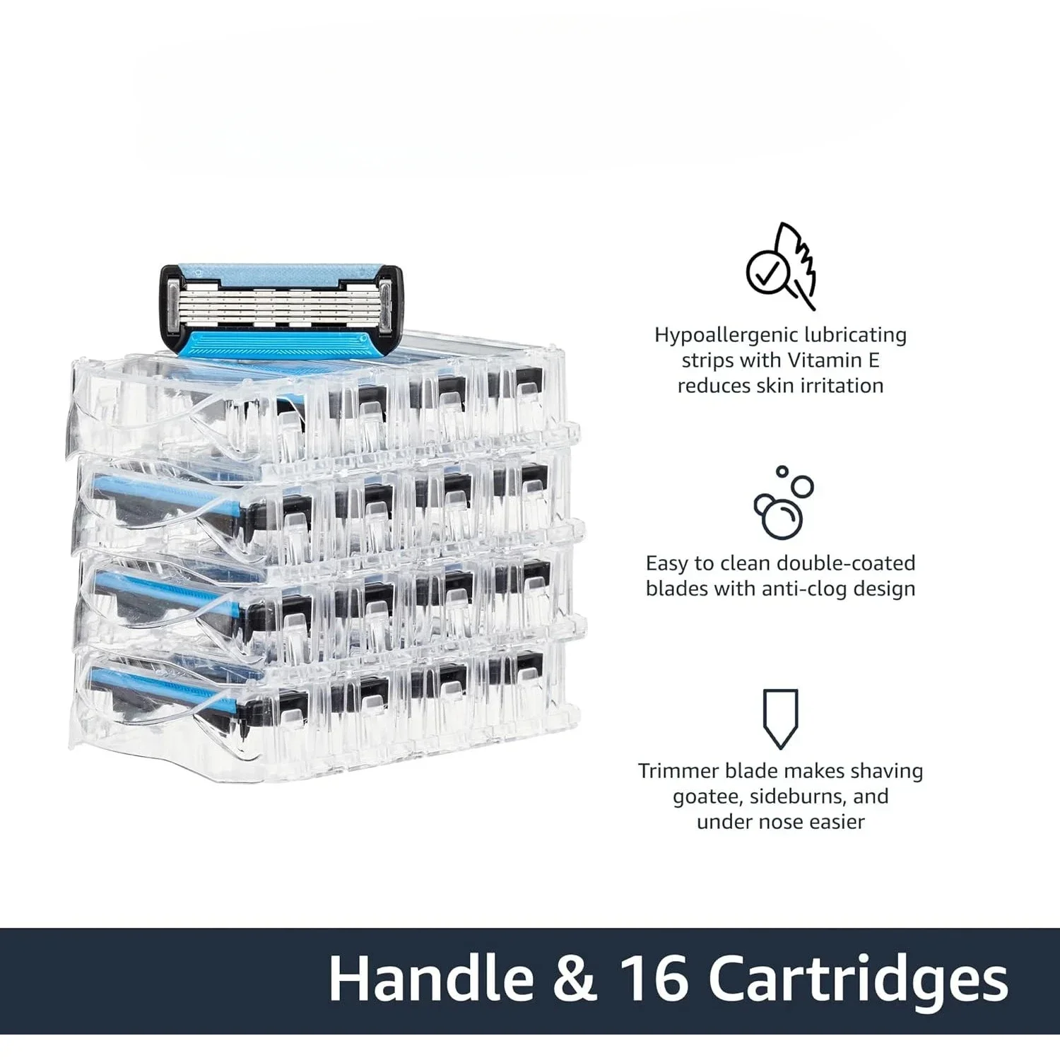 Мужской двойной смазочный и прецизионный триммер, ручка и 16 картриджей, подходит для картриджа, только ручка для бритвы, набор из 17 предметов, черный