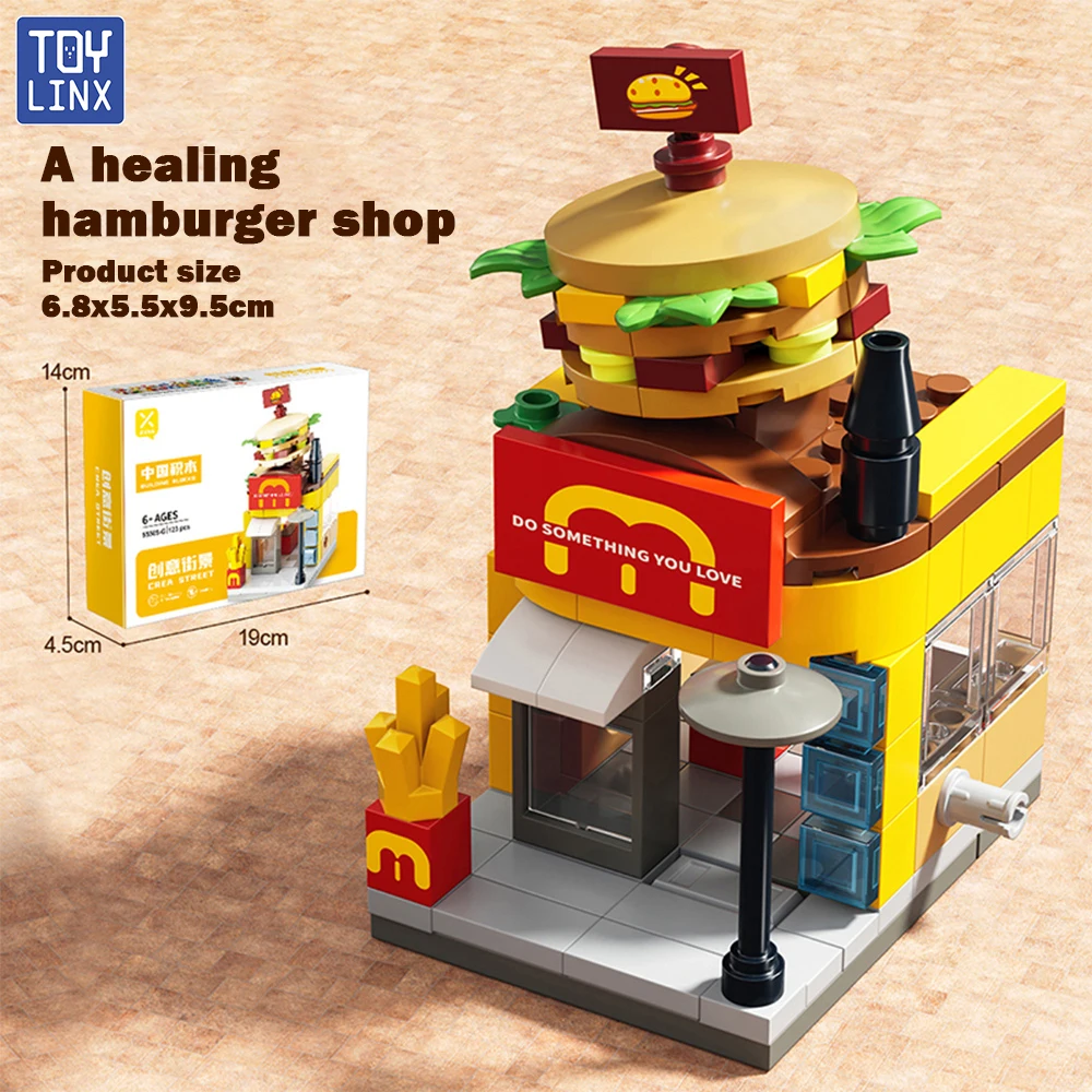 TOYLINX Street Store Bausteine Fast Food Restaurant Coffee Shop Puzzle Zusammengebautes Lernspielzeug für Kinder Geburtstagsgeschenk