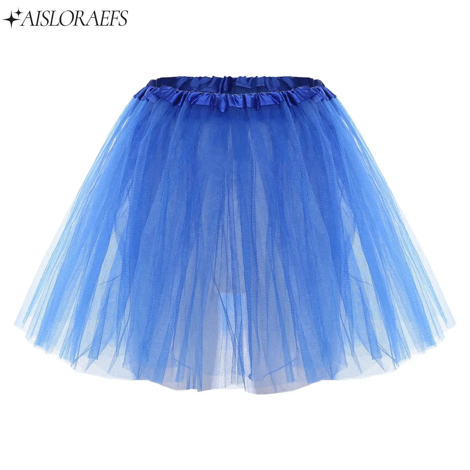 

Womens Ballet Dance Tulle Tutu Skirt Elastic Waist Pleated Hem Puff Skirt Lolita Underskirt Gymnastics Figure Skating Costumes