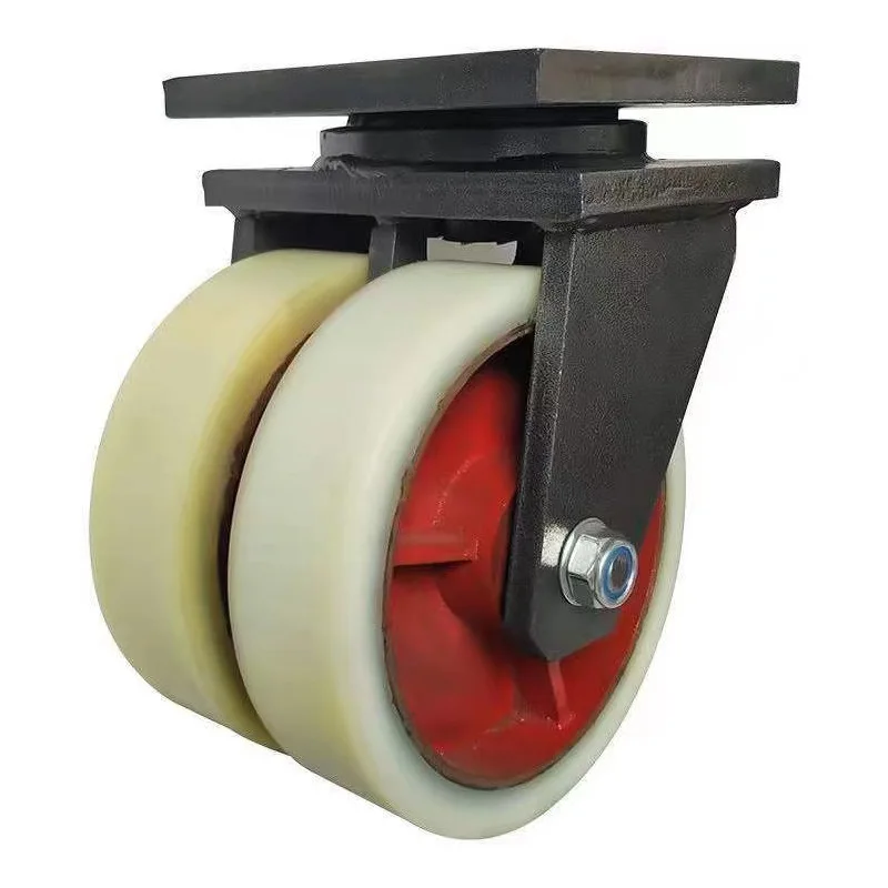 Super heavy duty double row iron core nylon caster 8-12 inch nylon double wheel, industrial transfer caster