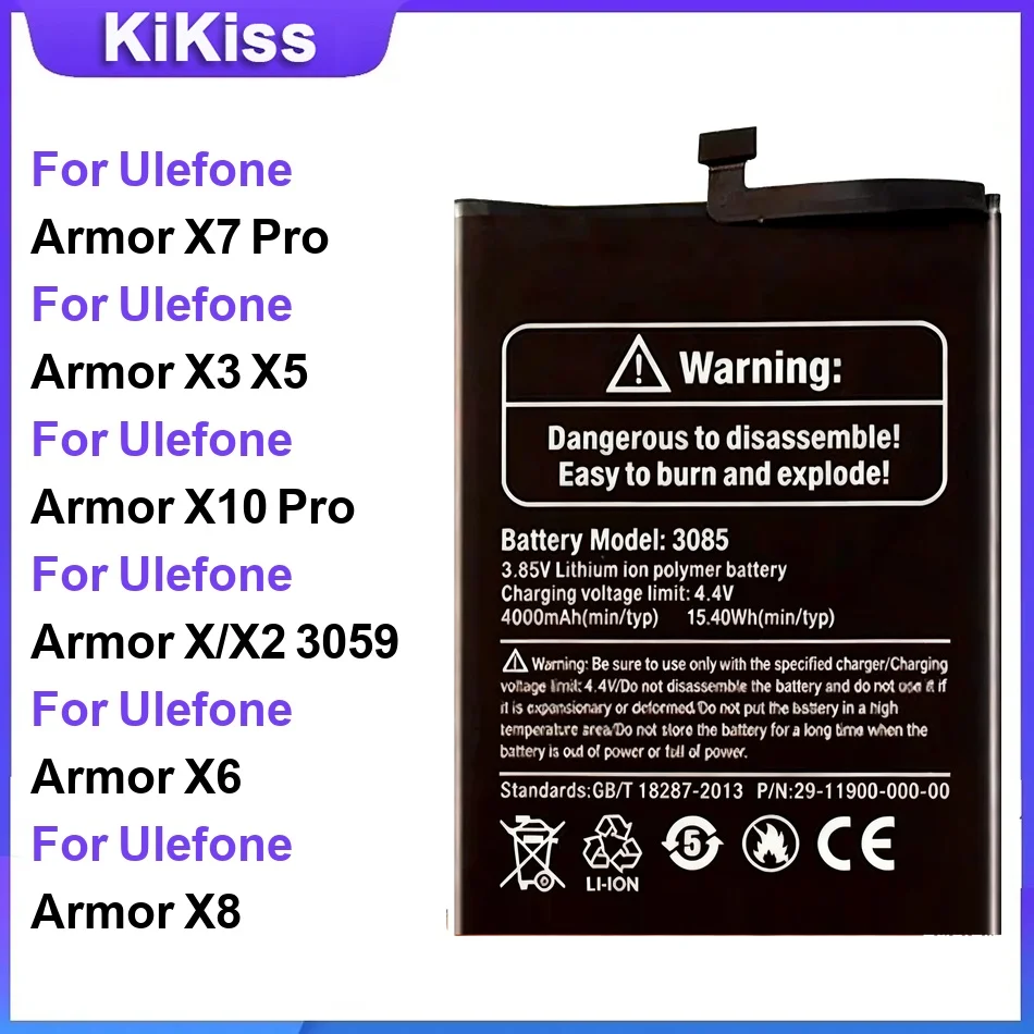 

Battery For Ulefone Armor X7 Pro X3 X5 X10 Pro X/X2 3059 X6 X8 Premium safe cells