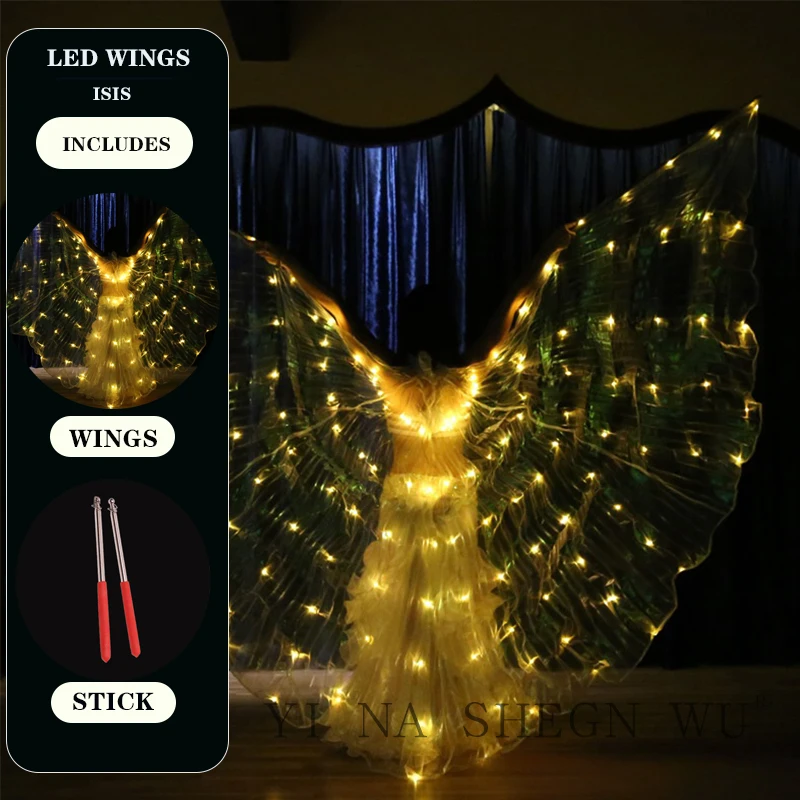 LED Color 6-color Color Changing Wings Dance Wings 360 Degree Dance Luminous Props Adult Performance Belly Dance Wings