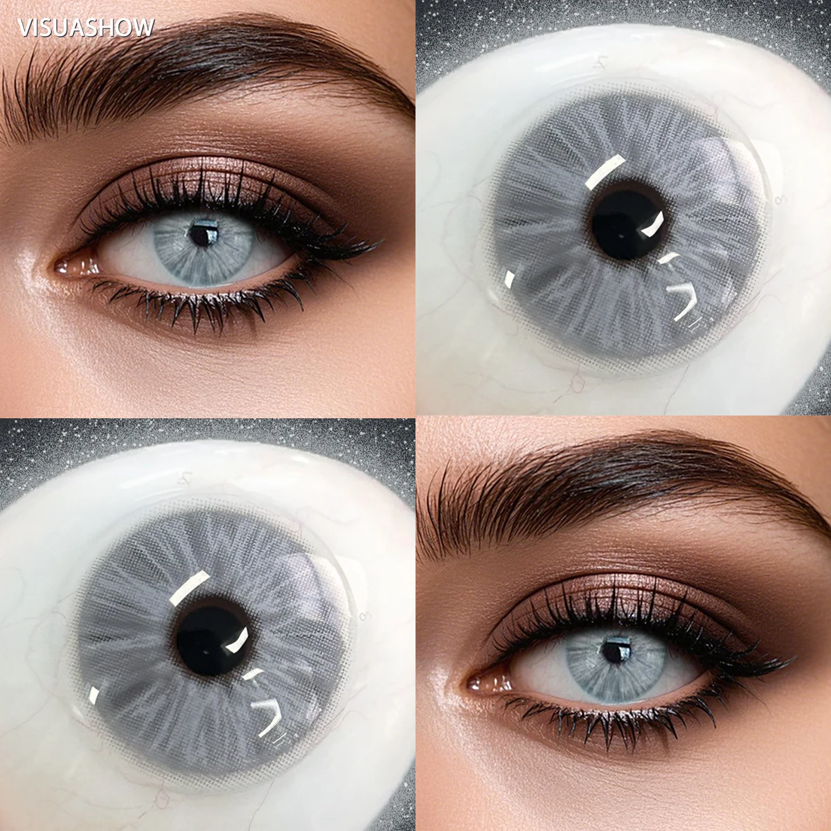 Visuashow 2 Stück Natürliche Farblinsen, Jährlich Tragbar, für Myopie mit Stärke, Weich und Bequem. Perfekt für modisches Make-up, Kosmetik und alltägliche Looks, die Ihre Schönheit unterstreichen – Detail 21