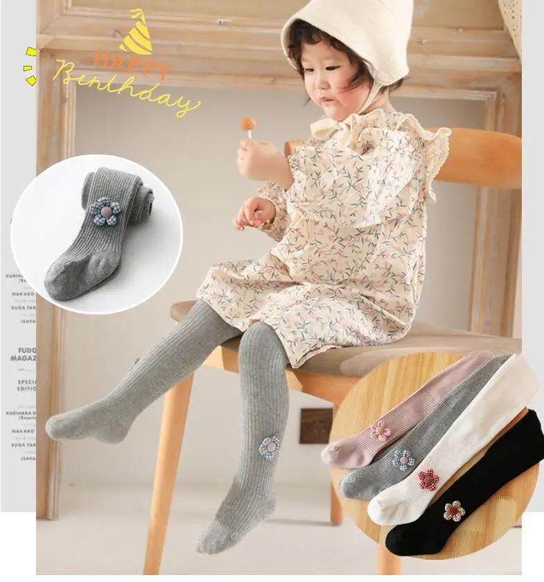 Fashion Flower Girls Pantyhose Spring Autumn Cotton Baby Tights Girls Leggings Kids Children Tights Socks 1-8Years