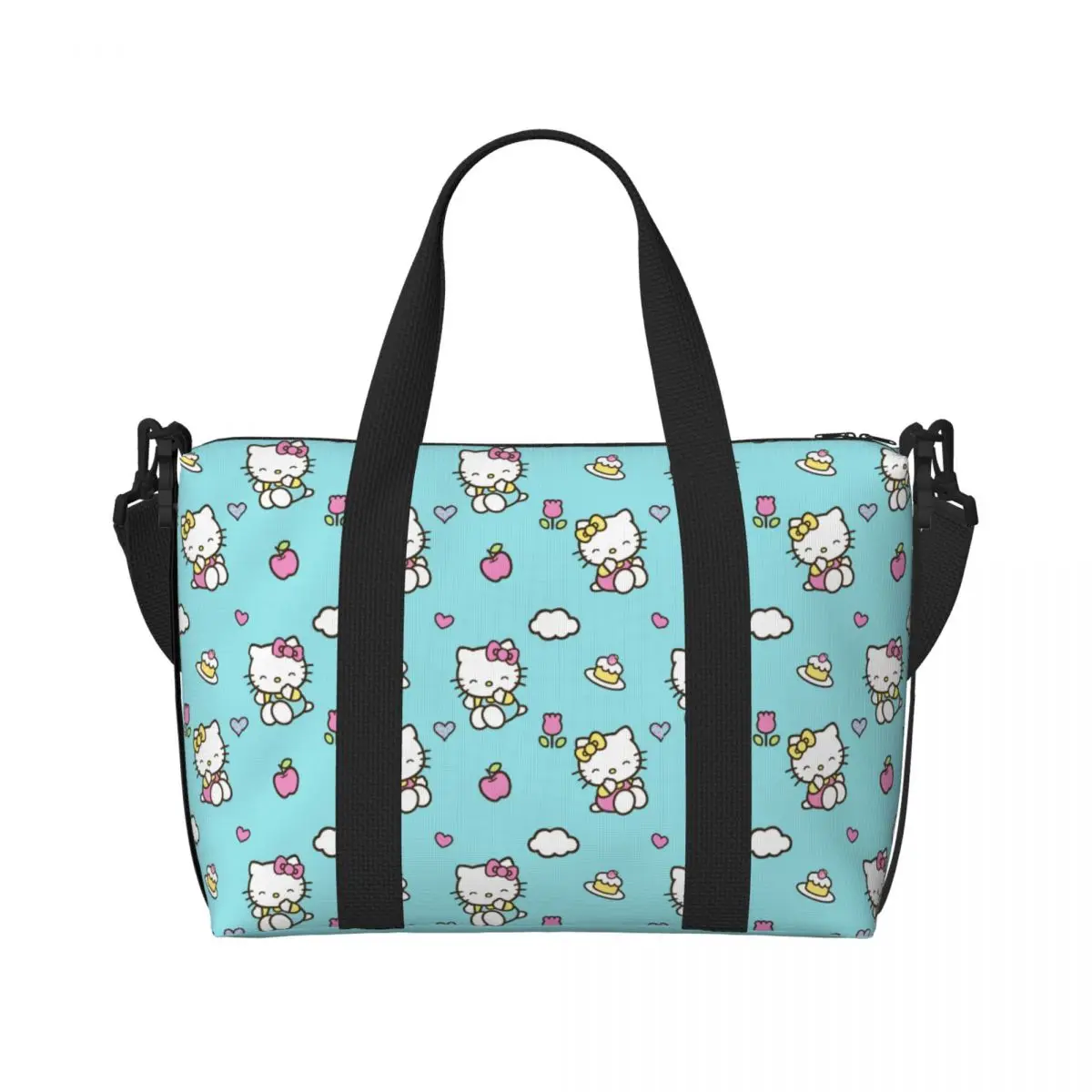 

Пляжная большая сумка Hello Kitty на заказ, женская очень большая спортивная ручная кладь, дорожные сумки для покупок с милым котом