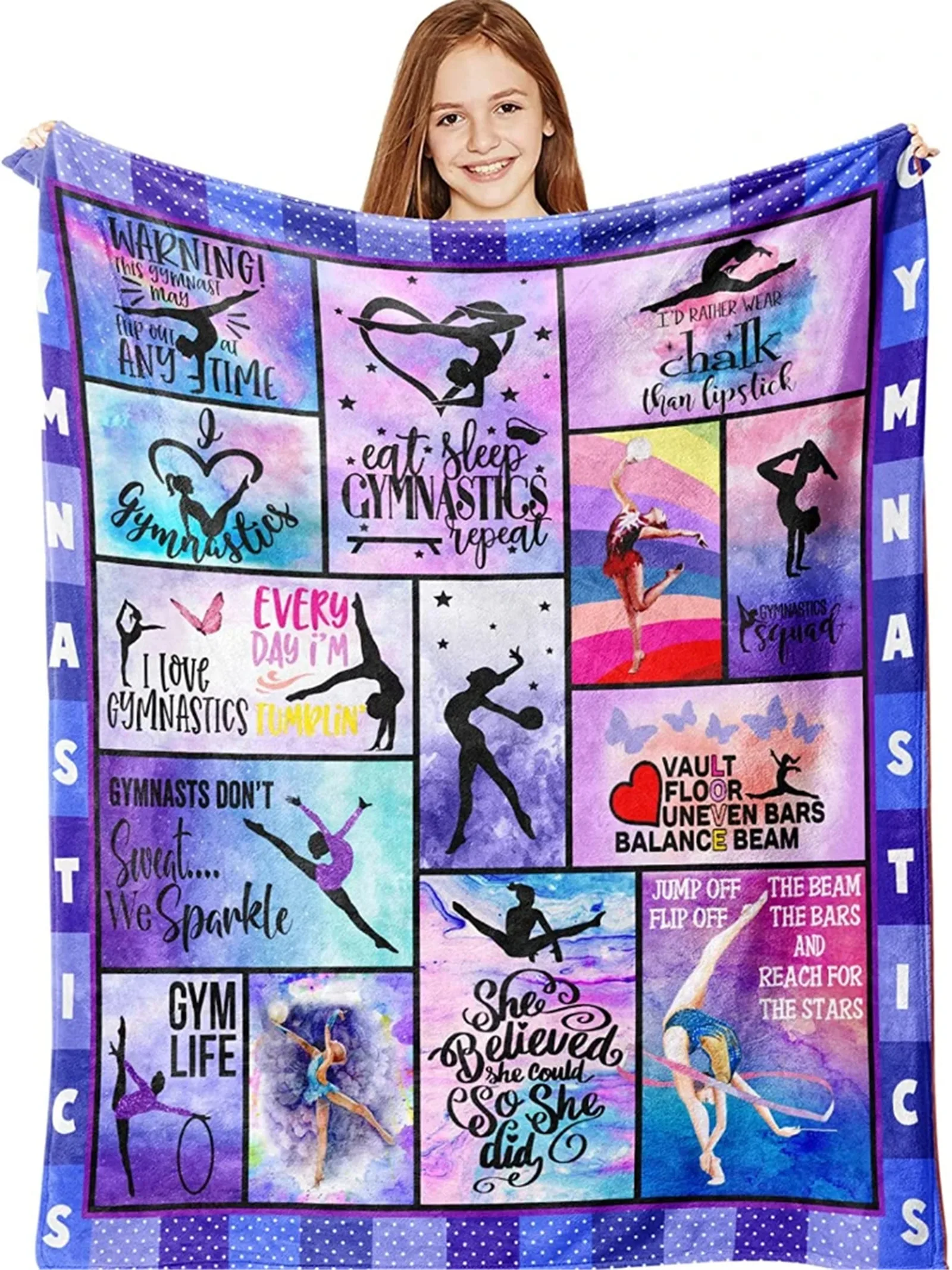 

HX Gymnast Blanket Gymnasts Ballet Dancer Gifts for Girls Teens Birthday Gift Home Soft Flannel Throw Blankets Dropshipping