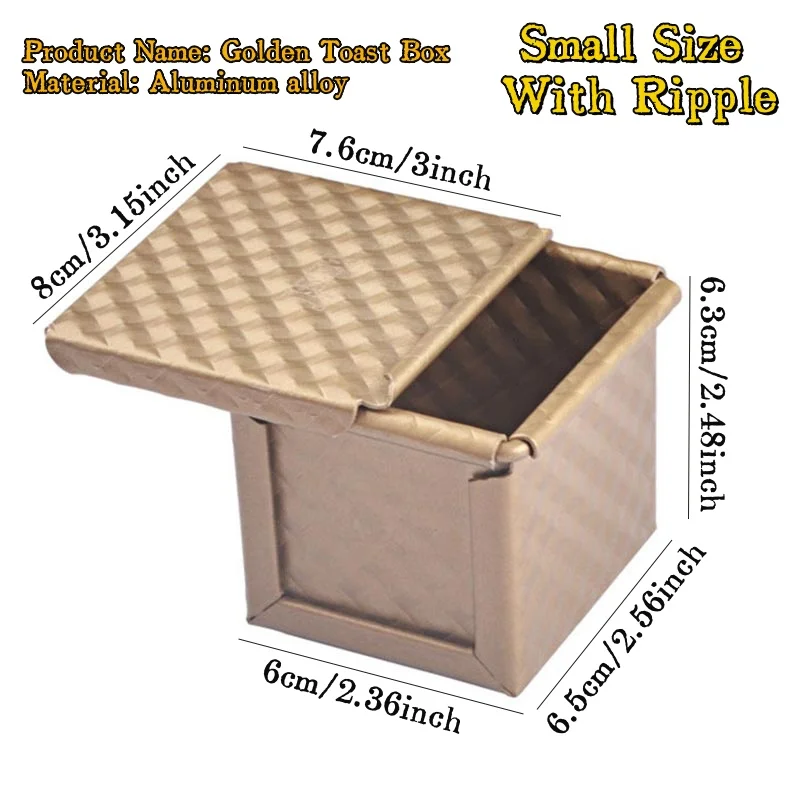 Toast Box Mold With Lid Oven Bake Loaf Pan Toast Mold Bread Pan  Loaf Pan Non-Stick Mini Water Cube Toast Box Square 10CM 6CM
