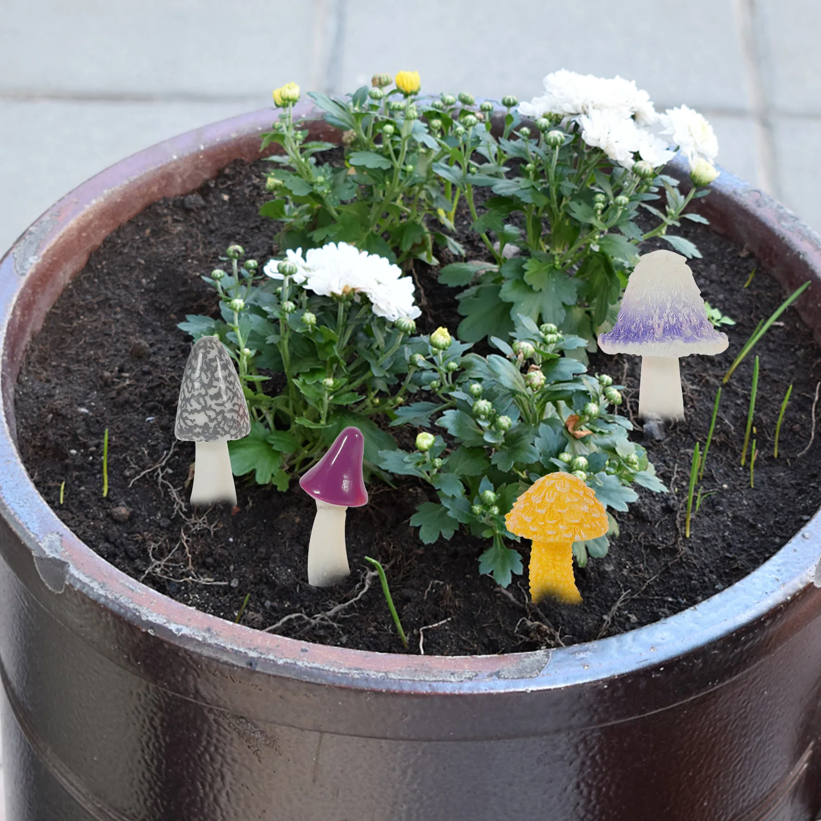 

12pcs Mini Jungle Mushroom Resin Ornaments For Shelf Table Garden Diy Bonsai Decor Simulation Mushroom Decor Resin Small