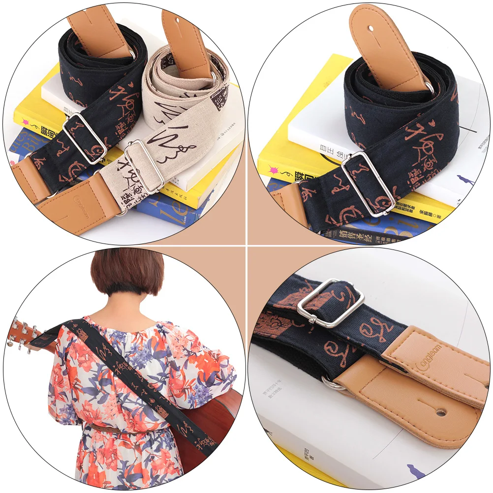 

Accessories Cotton and Linen Guitar Shoulder Straps with Heads Comfortable Electric