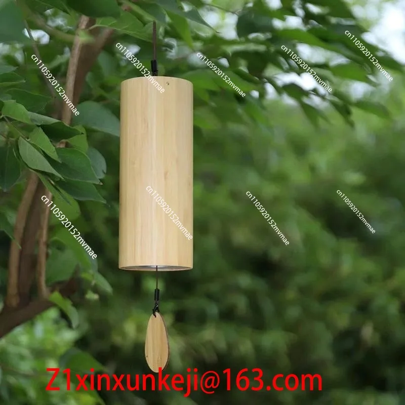Retro Bamboo Wind Chime Hand Crank Hanging Ornament Japanese Style Indoor Decor Melodic Sound