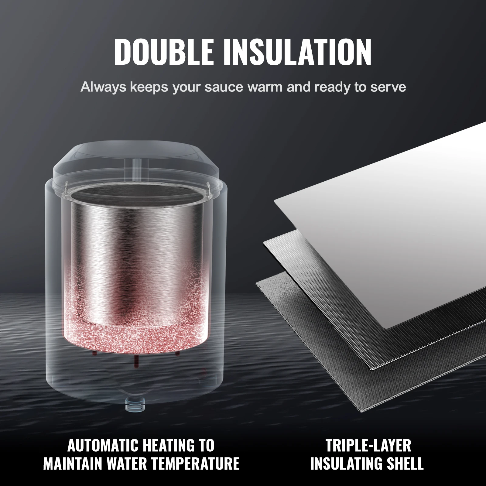 موزع الجبن الكهربائي VEVOR مع مضخة 2.3 كيو تي سخان حلوى ساخن تجاري 86-230 ℉   درجة الحرارة قابل للتعديل صلصة جبنة ناتشو أكثر دفئا