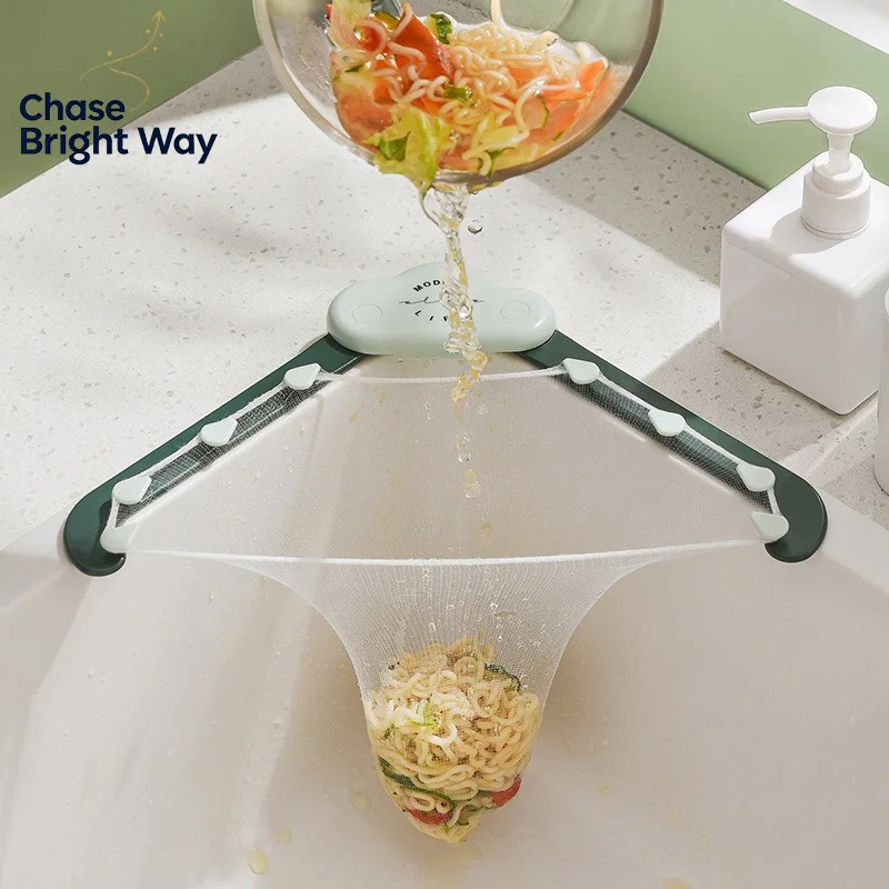 Kitchen Sink Filter Net Triangular Leftovers Strainer Mesh Anti-Clogging Disposable Residue Separation Hanging Bag Drain Tools