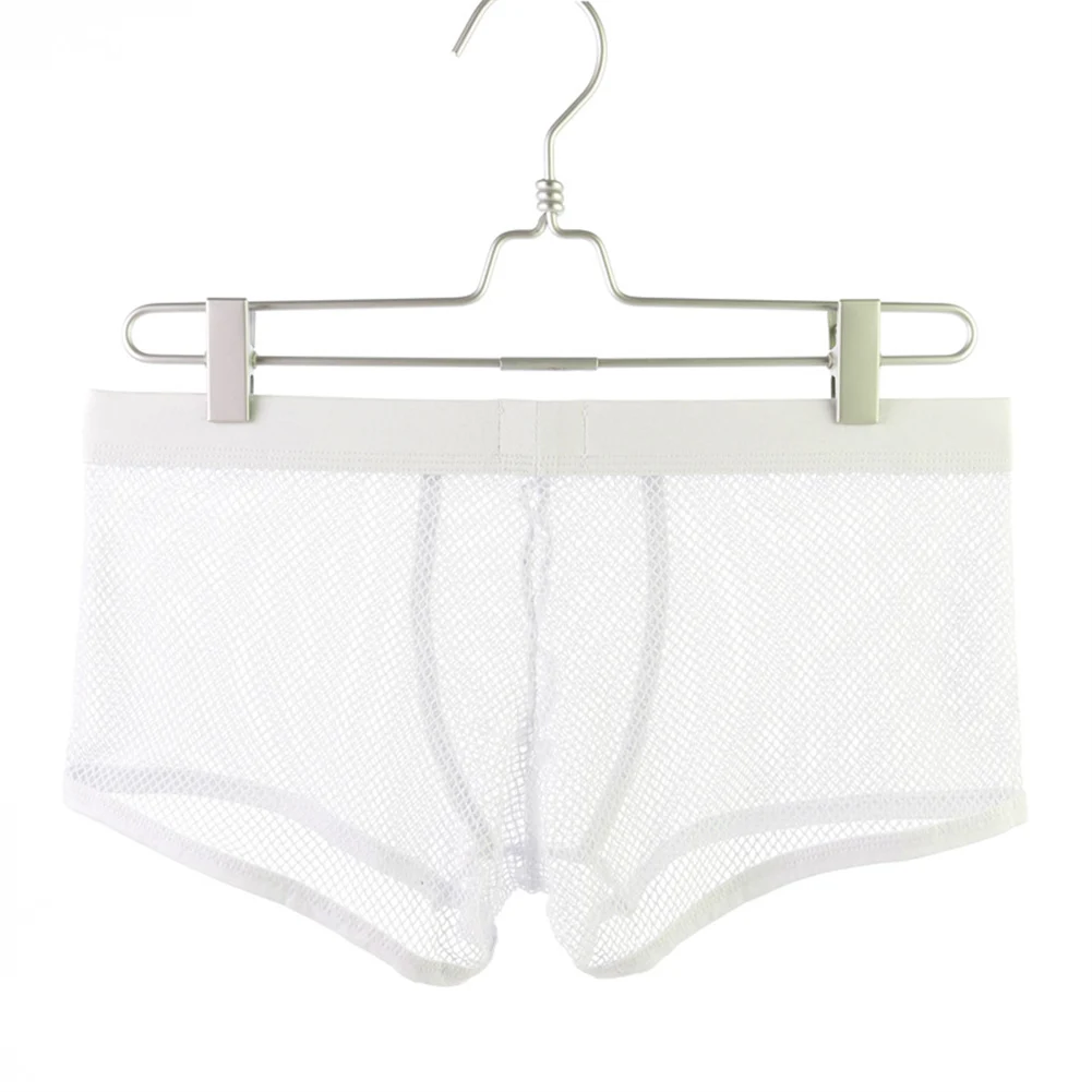 

Black White Men Mesh Sheer Bulge Pouch Boxers Shorts Breathable Quick Drying Fishnet Underwear Summer Sexy Panties