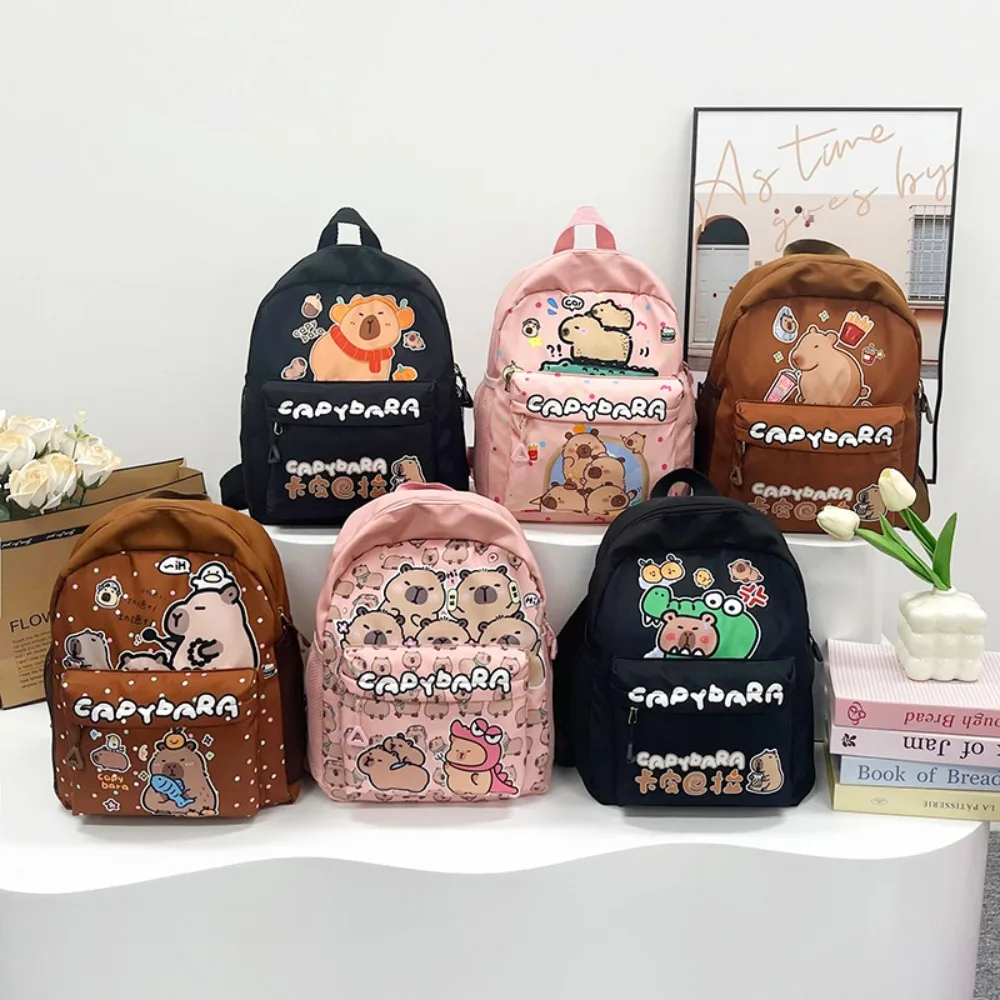 

Модный большой вместительный рюкзак с капибарой на плечах, повседневный универсальный детский школьный рюкзак с регулируемым ремешком, дорожный рюкзак