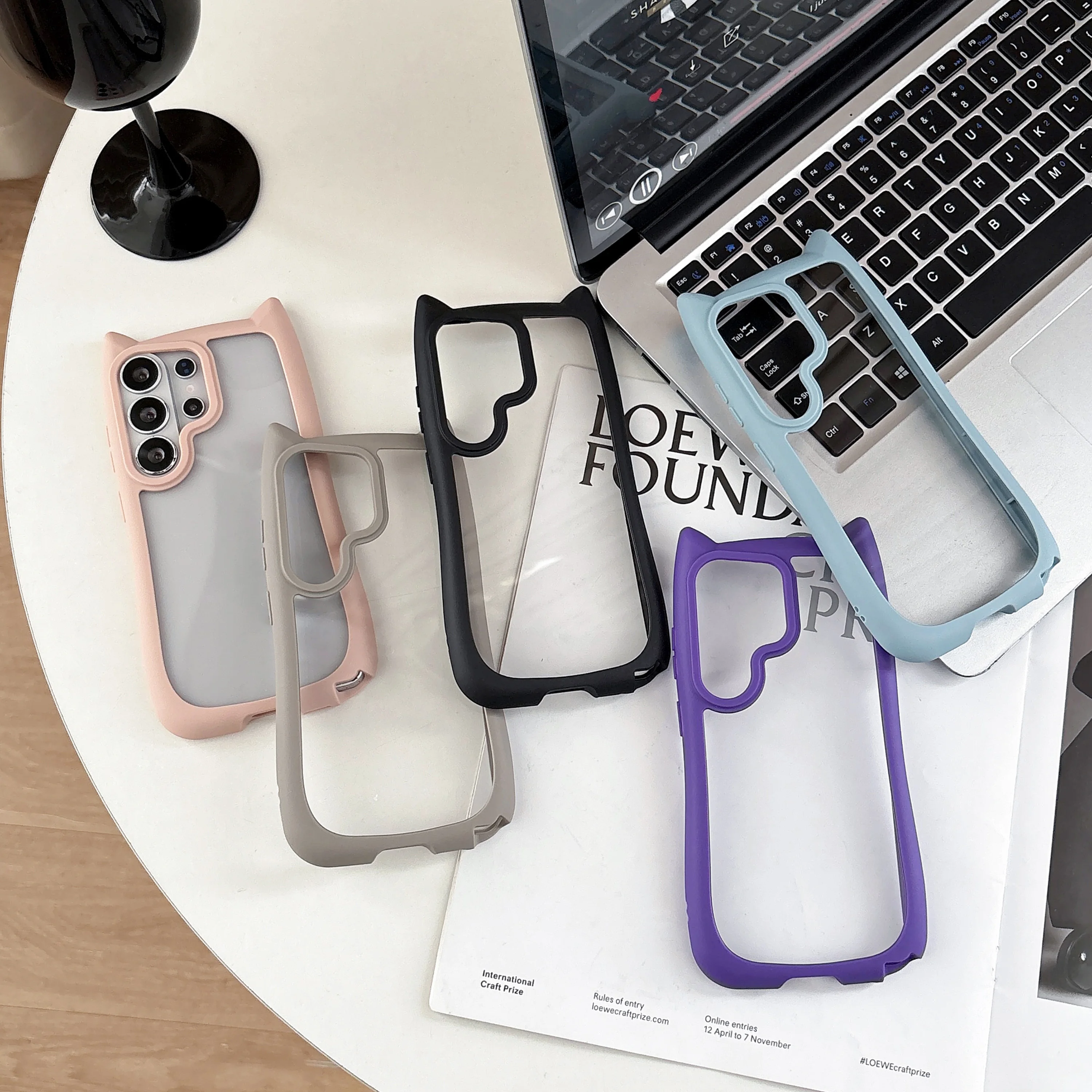 Für Samsung S26 Ultra Transparente Niedliche 3D-Katzenohren-Hülle Für Samsung Galaxy S25 S24 S23 Plus Harte PC-Acryl Klare Stoßfeste Abdeckung