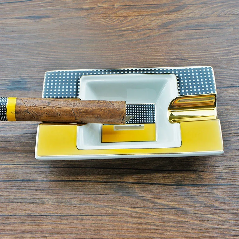 Portable Cigar Ashtray Home Ceramic Ashtray Luxury Tobacco 2 Rest Holder Cigar Ashtray