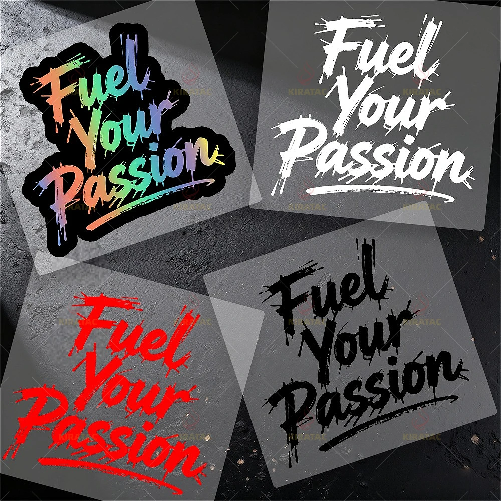 

4 Colors Fuel Your Passion Quote Stickers, Waterproof Brush Letter Decals for Car Helmet Laptop Decor