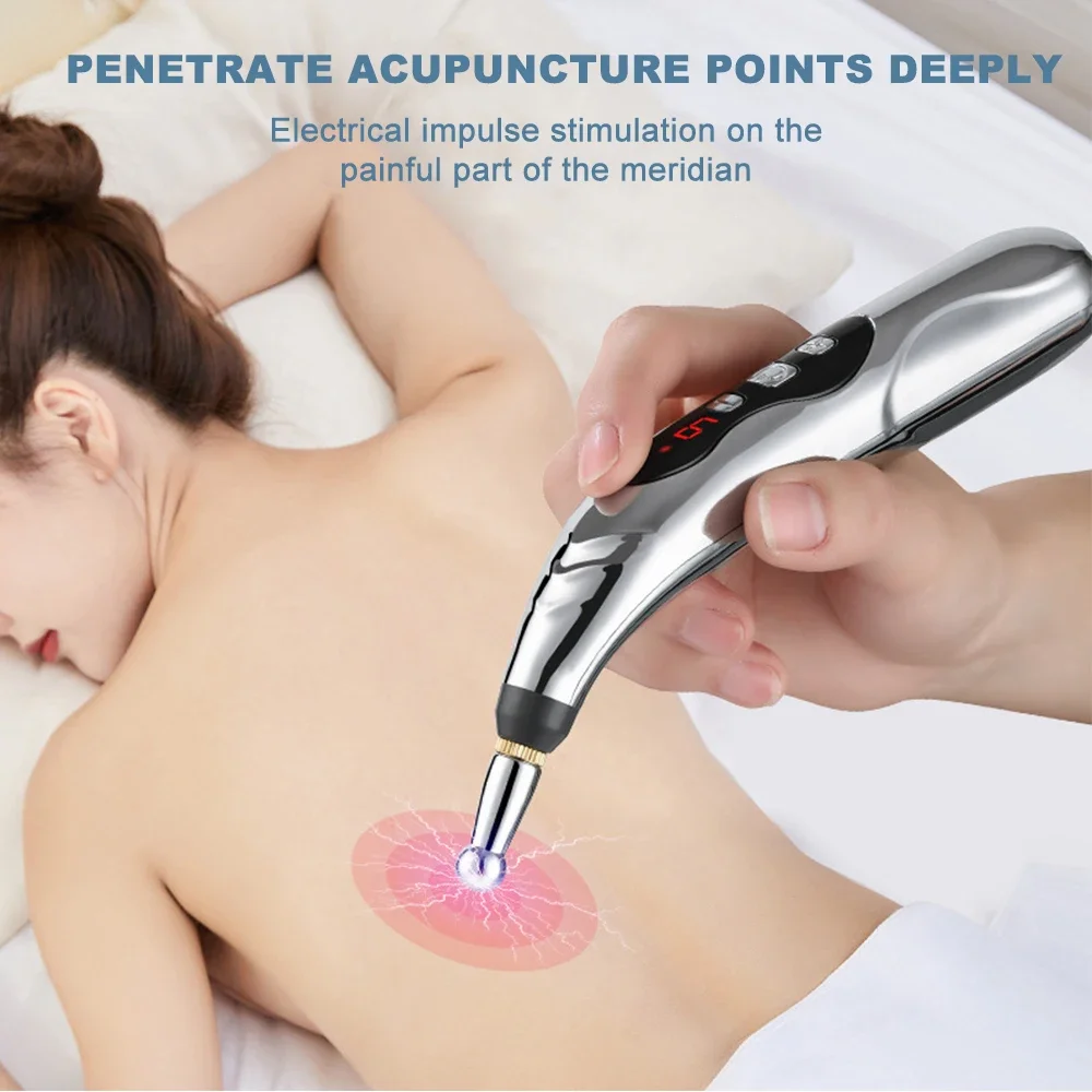 9 Gears Massage Pen Electronic Acupuncture Pen Rechargeable  Meridian Energy Pen Intelligent Massage Tool for Neck Arms Waist