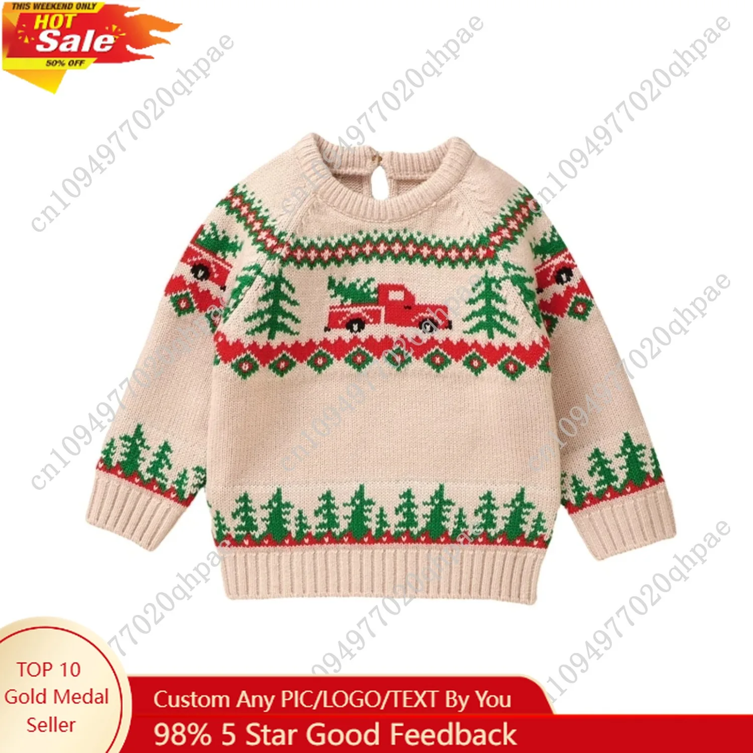 سترة عيد الميلاد للأطفال الأولاد بأكمام طويلة ورقبة دائرية وطباعة شاحنة بلوفرات متماسكة للرضع ملابس خريف وشتاء