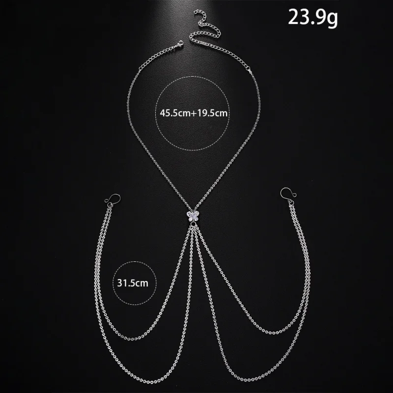 

New European and American Style Body Chain Party Accessories Simple Shiny Nightclub Nipple Chainbody c