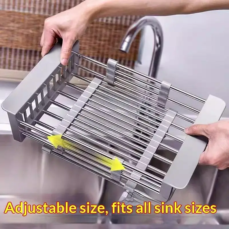 

Hot Sale Stainless Steel Expandable Dish Rack - Adjustable Height/Width, No-Drip Design, Fits Any Sink Or Countertop Drain Rack