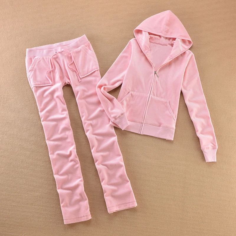 Velvet Tracksuit for Women 2024 Fall Winter Women\'s Sweatshirt and Pants Suit Two Piece Set