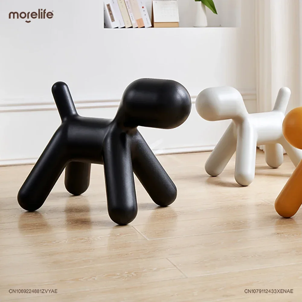 Nordic Creative Design Fun Puppy Design Shoe Changing Stools Living Room Plastic Bench Animal Ottoman Cute Footstool Furniture