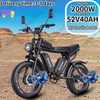 Electric Bicycle 2000W Dual Motor 52V40AH Dual Battery All-terrain Ebike Adult Off-road Motorcycle 20*4.0 Fat Tire Electric Bike