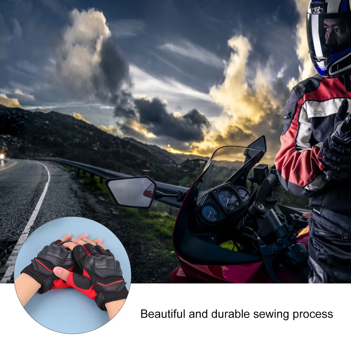 

1 Pair Cycling Gloves Breathable Half Finger Shockproof Protective Outdoor Riding Gloves Lightweight Comfortable Red M Size