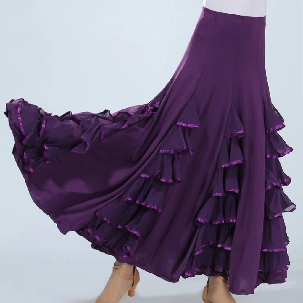 Classica pratica da competizione a strati grande Swing Dancing Flamenco Dress gonna da ballo spagnola donna