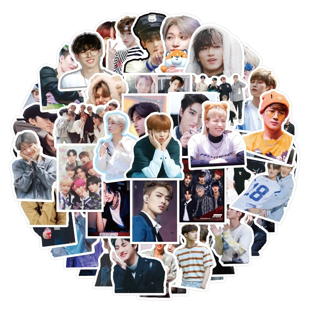 55Pcs Kpop ATEEZ Character Stickers Men's Team Stickers Waterproof High Quality HD Photo for Laptop Cup Notebook