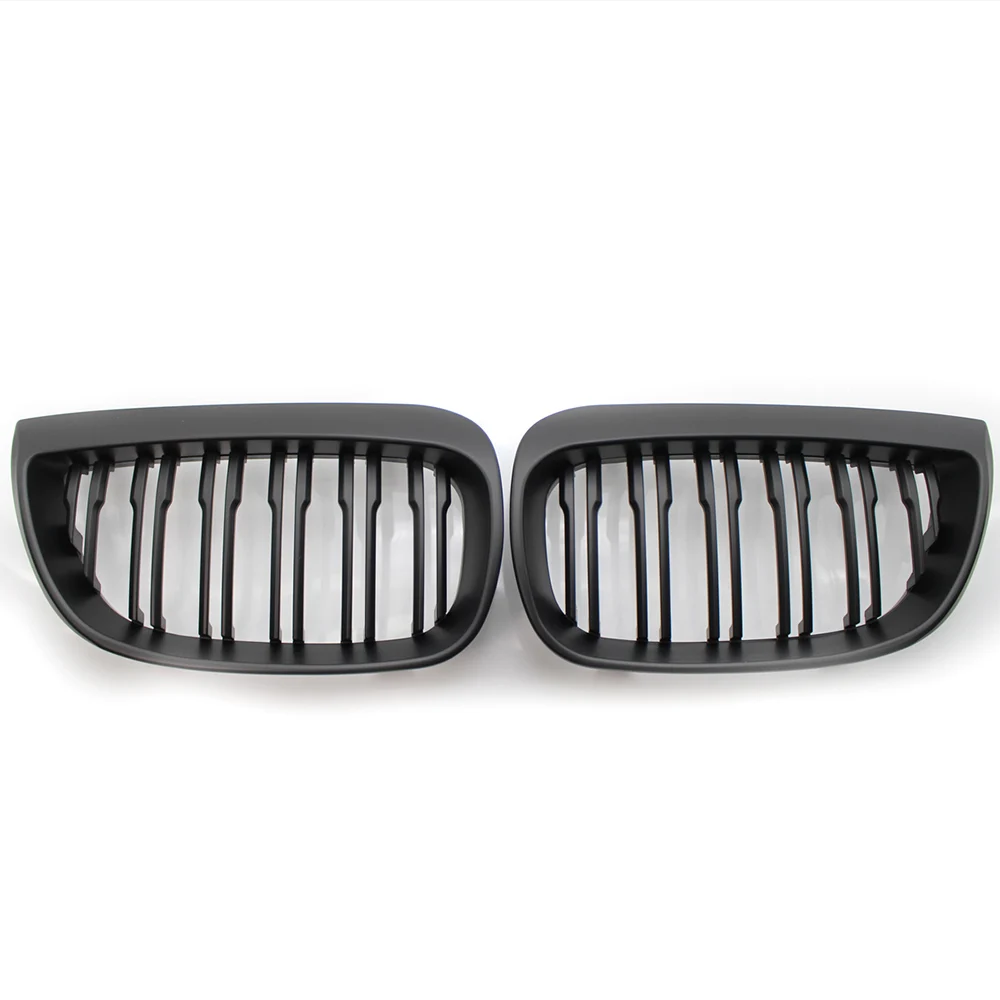 

2* Matte Black Dual Slat Front Grille for BMW E81 E87 E88 1 Series 2004-2007 05