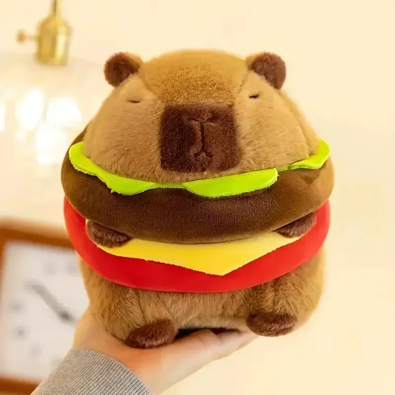 Juguete de peluche de capibara en forma de hamburguesa de 20 cm y 7,87 pulgadas, juguete de peluche de capibara en forma de hamburguesa, los mejores regalos navideños