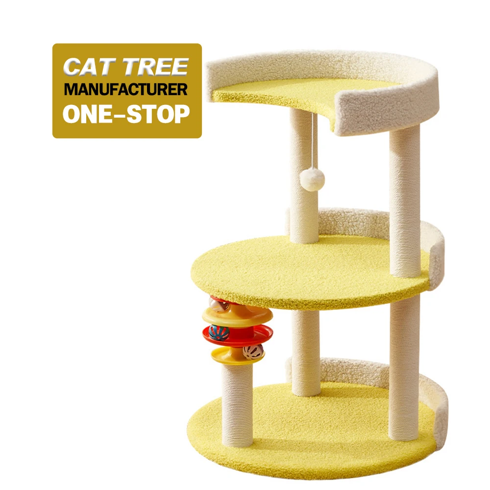 

Wholesale Sisal Short Plush Cat Climbing Tree With Ball Toy