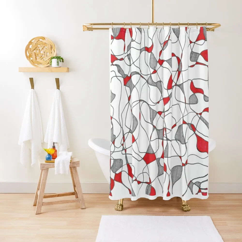 

Red and Grey Design Shower Curtain Shower Waterproof Bathroom Showers Bathroom Accessory Modern Bathroom Accessories Curtain