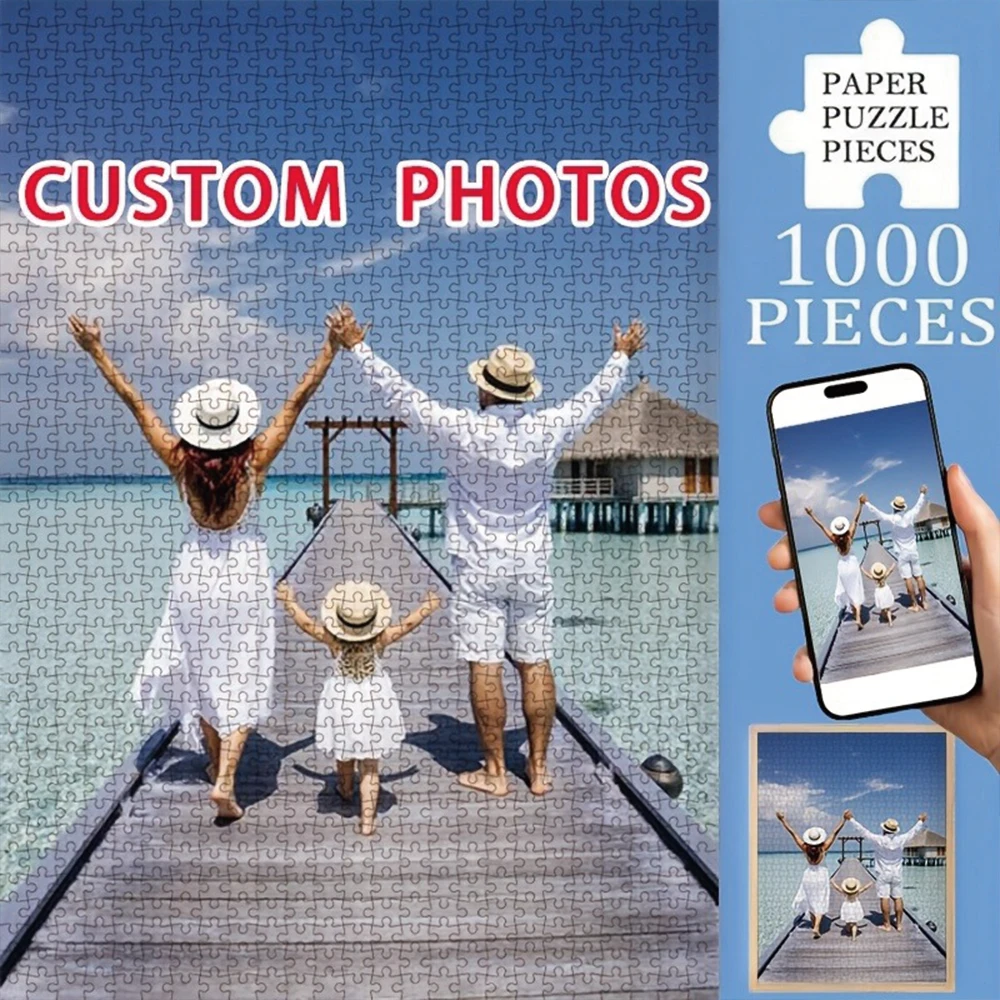 35/300/500/1077 Teile Personalisiertes Foto-Puzzle mit Familienfotos für Ihn, Sie, Familie, Freunde, Kinder, für Geburtstage und Hochzeiten