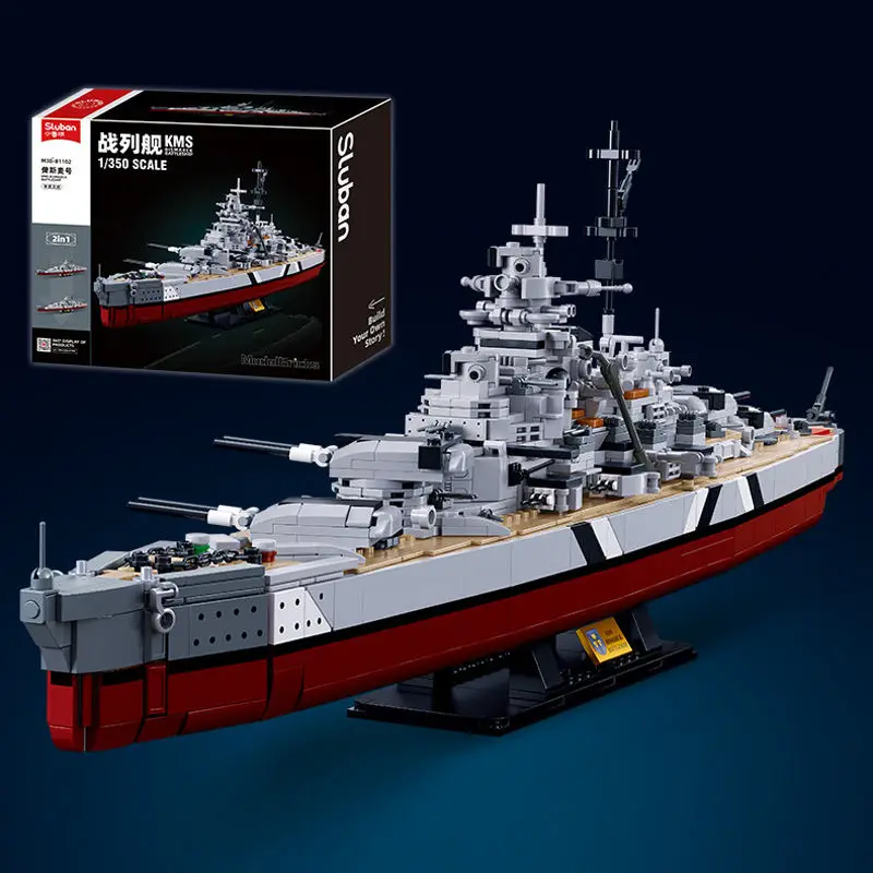 

Sluban ww2 Military Germany Navy Warships Building Blocks KMS Bismarck Battleship Model Kit Soldier Weapon Boat Bricks Kid Toys