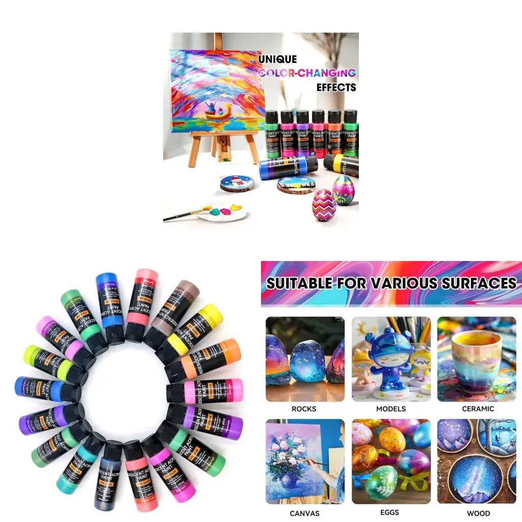  18 Distinct Acrylic Paints With Sparkling Finish Safe For Kids And Adults Artwork