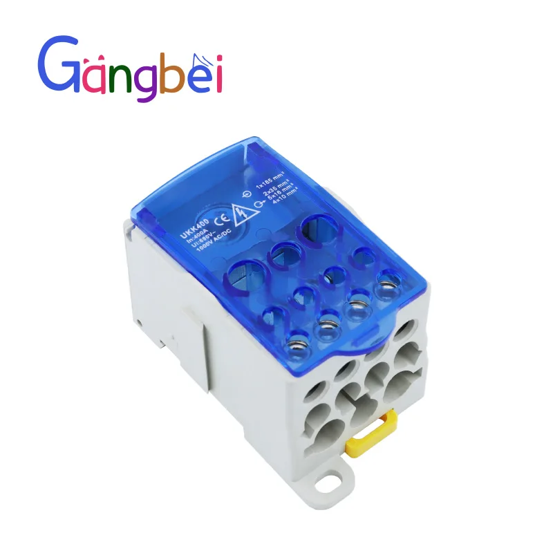 

UKK400A Din Rail 1 in N Out Terminal Block Distribution Box Universal Power Junction Box Electric Wire Connector gangbei