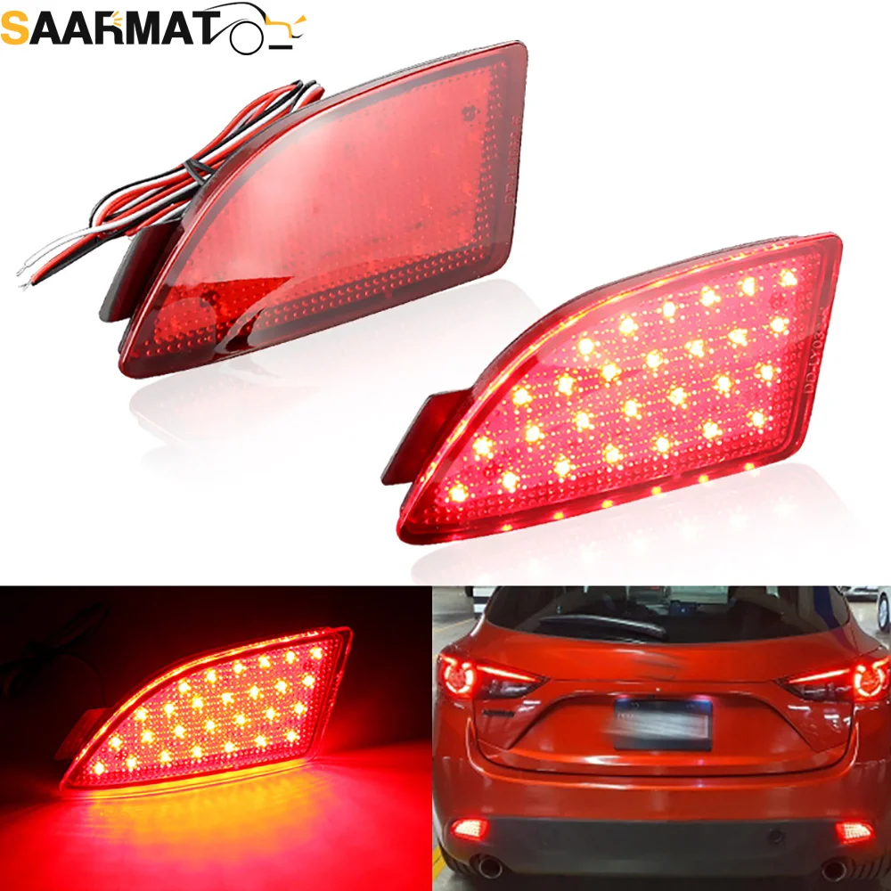 2Pcs LED Bumper Reflector lamp Rear Brake Stop Light For Mazda 3 Axela Hatchback 2013 2014 2015 2016 Back Turning Tail Light