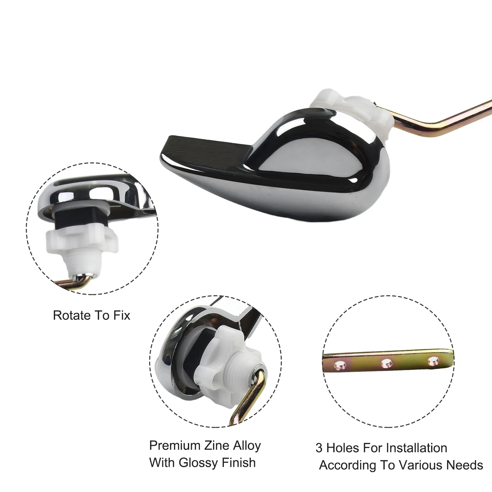 

Ручка-рычаг для унитаза с боковым креплением, серебристая и золотистая, практичная, с боковым креплением для смыва унитаза