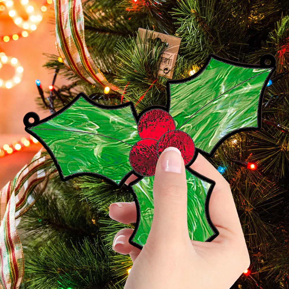 

1Set Christmas Tree Hanging Ornament Berry Acrylic Stained Sign Decoration Xmas Party Decorations Xmas Porch Decor