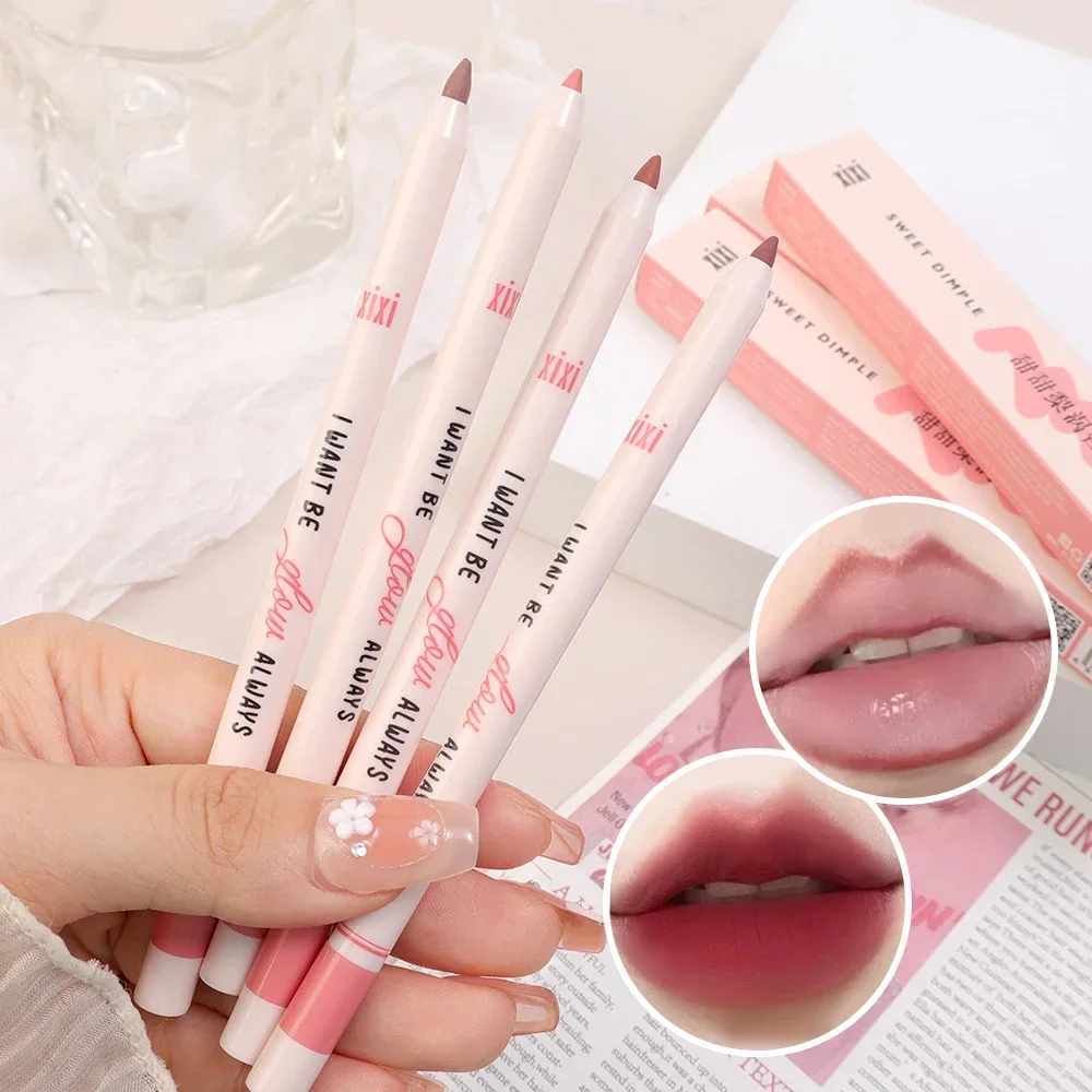 Waterdichte Nude Matte Lipliner Pen Natuurlijke Omtrek Lippen Contour Lippenstift Duurzame Anti-Stick Cup Lippen Liner Potlood Vrouw Cosmetica