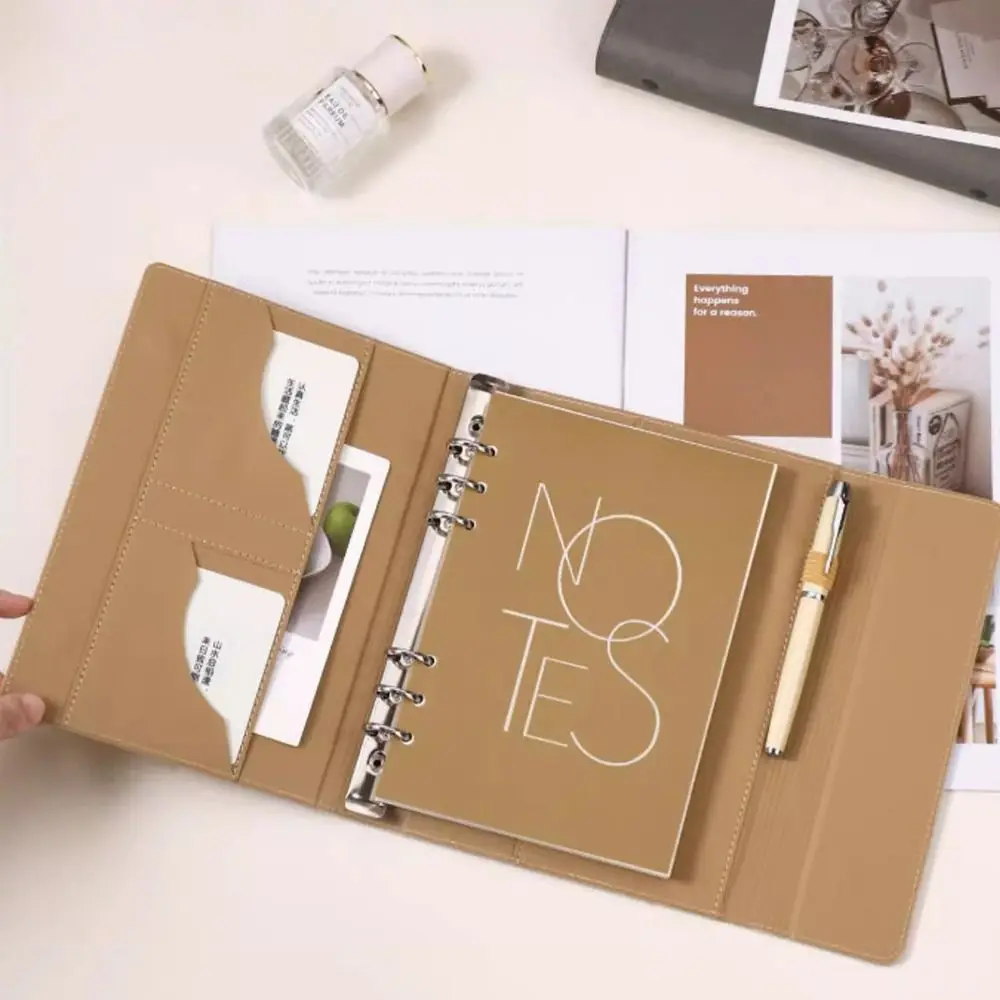 A5 Binder Notebook Agenda Planner PU Leather Cover Refillable Notebook Loose-leaf Three-fold Travel Journal Notebook