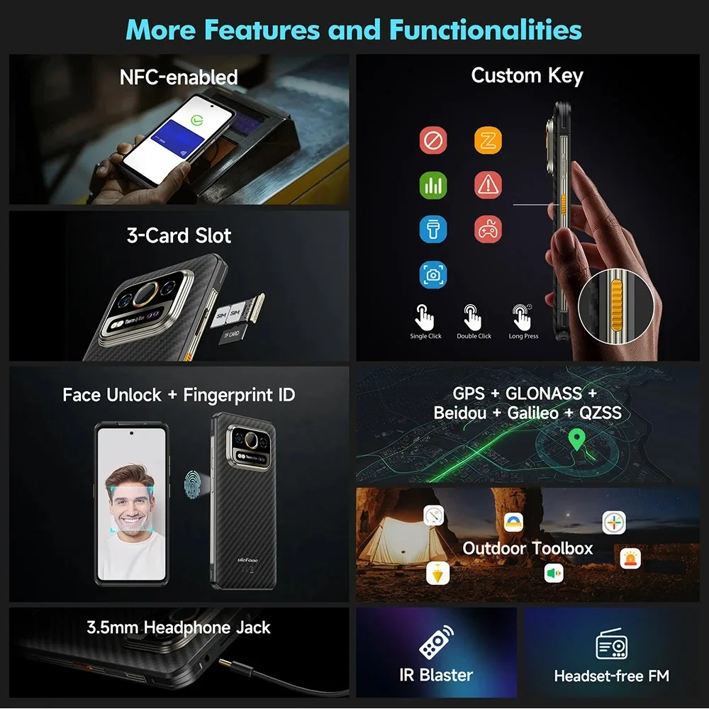 Ulefone Armor 25T 4G Rugged Phone 33W 50MP+64MP Night Camera NFC Waterproof 6.78" 120Hz 256GB ROM  Android 14 Smartphone