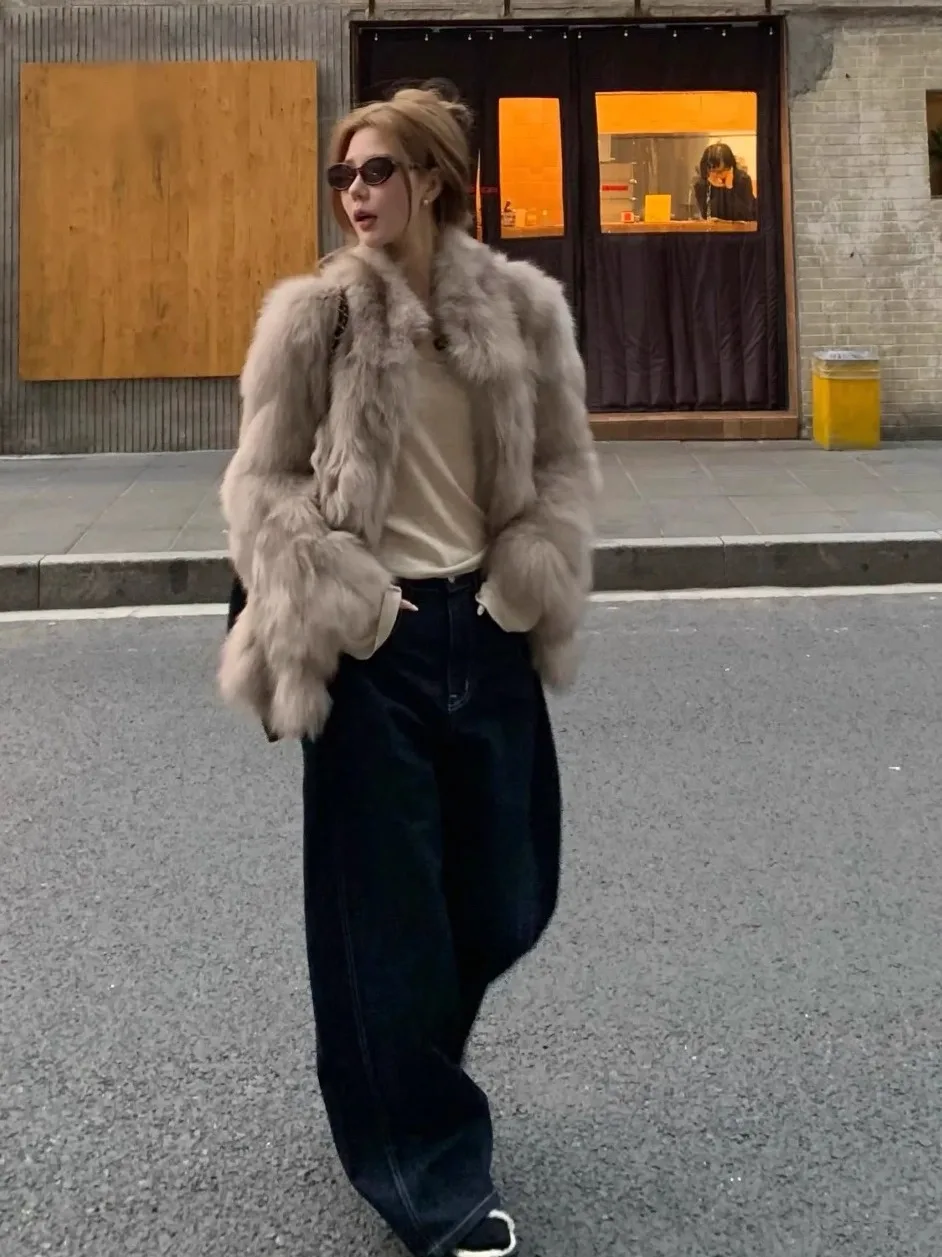 친환경 럭셔리 젊은 중년 여성용 롱 퍼 코트 루즈핏 겨울 자켓