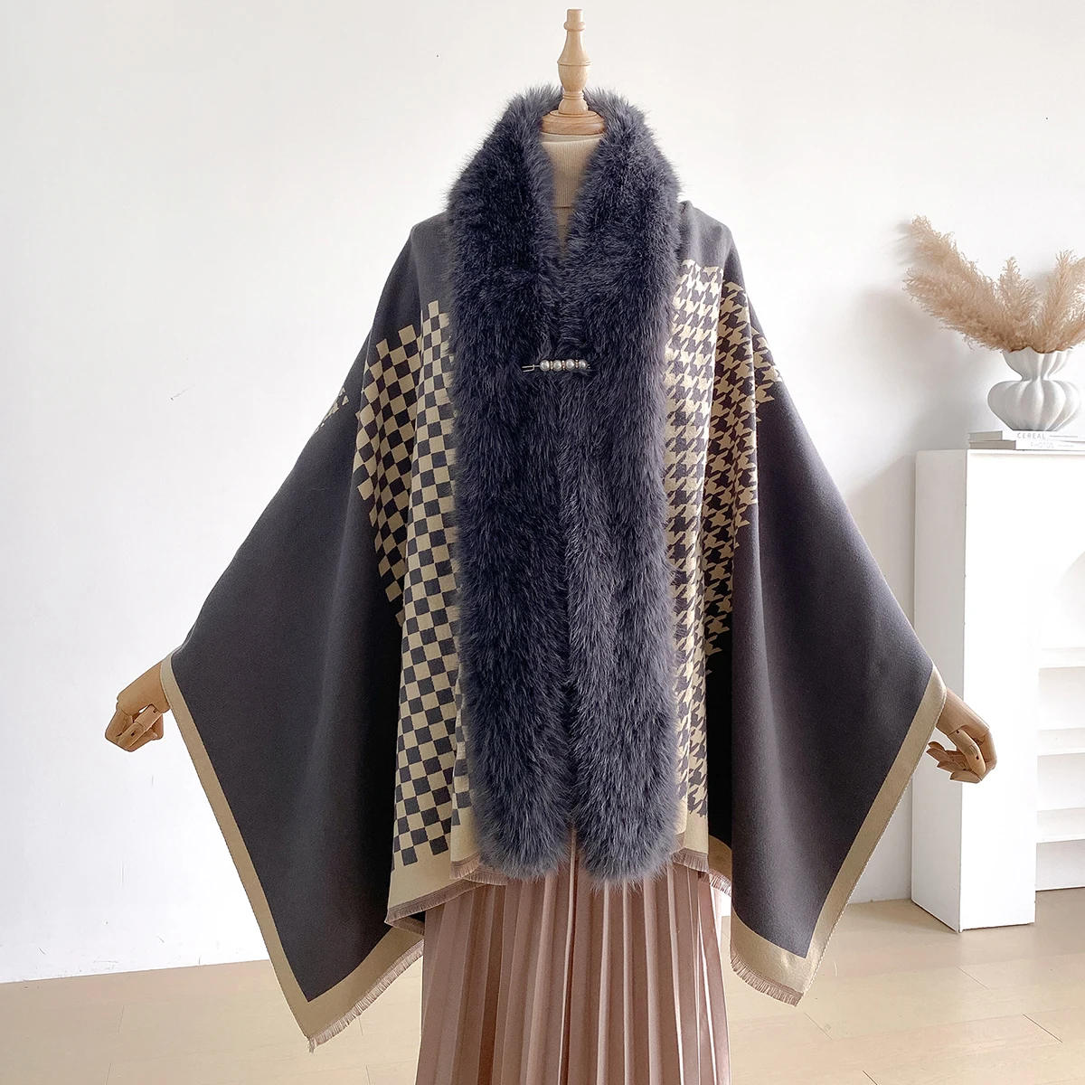 가을 겨울 패션 고급 인조 캐시미어 여성 자카드 스카프 - Women'S Fashion Poncho 리뷰 및 가격
